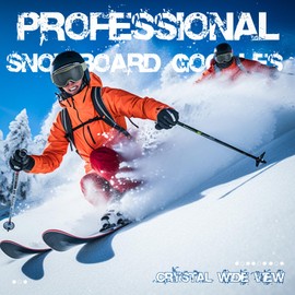 NewBEP Ski Snowboard Goggles - UV Protection Anti-Fog Outdoor Ski Goggles - OTG Snow Skiing Glasses for Men Women Youth (Green Frame - Black Lens)