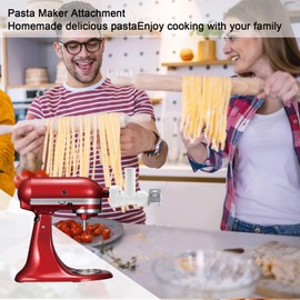 Pasta Maker Attachment for Kitchen aid Stand Mixers with 6 Interchangeable Different Shapes of Pasta Outlet and Cleaning Brush, Durable Pasta Press Attachments (White)
