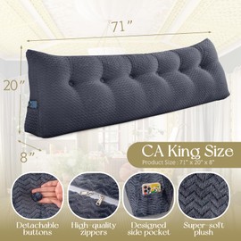 ZOEMO Headboard Wedge Pillow Large Headboard Pillow Wedge Pillow Headboard Soft and Supportive Bed Rest Reading Pillows for Sitting in Bed with Removable Cover