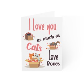 Valentine's Day Card with Cats - 'I Love You as Much as Cats Love Boxes' - Perfect for Cat Lovers