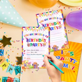 Birthday Invitation Cards -32PCS for Children,Birthday Party Invitation for Boys and Girls, Celebration Invitation for Teenagers(Orange)