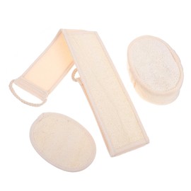 3Pcs Durable Exfoliating Natural Loofah Bath Towels Beige Shower Scrubbers for Body Cleansing and Skin Care Lightweight and Reusable Bathing Supplies