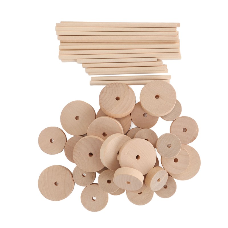 Unfinished Wood Wheels DIY Polished Round Wheel Wooden Pieces for