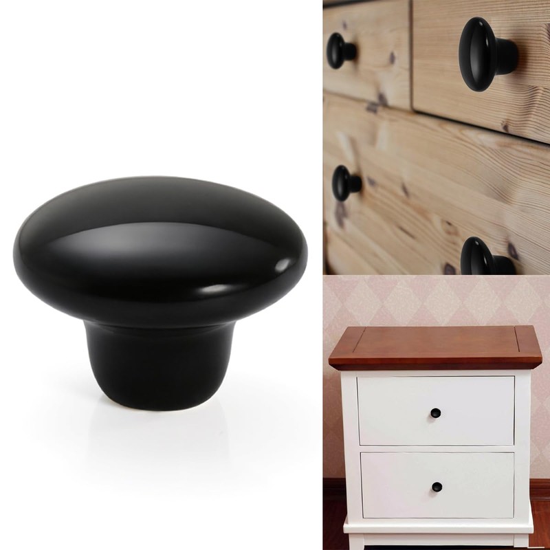 JUSTMAE 4 PCS Cabinet Knobs, Ceramic Round Mushroom Drawer Knobs