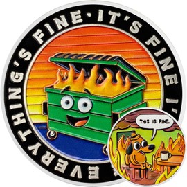 AtSKnSK Dumpster Fire Challenge Coin - Dustbin Dog Money Coin - Funny Desk Decoration for Office, Colleagues and Teachers - Inspirational Gift for Men and Women