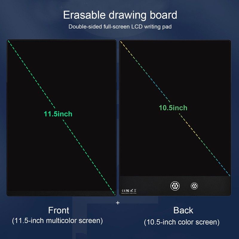 LCD Writing Board 11.5 Inch DoubleSided Doodle Board FullScreen Black