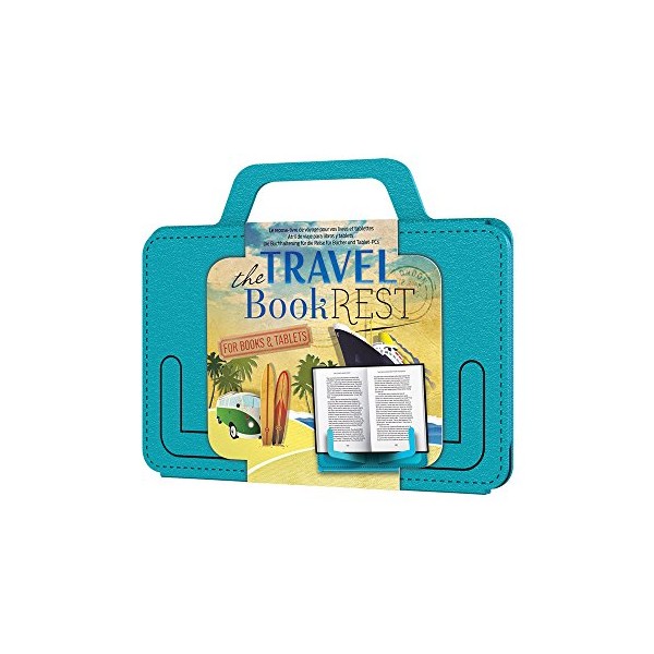 IF The Travel Book Rest (Beachy Blue) - Hands Free Reading Tablet & Book Holder – Portable Tablet Stand - Perfect Recipe Book Holder Stand for Kitchen – Use as a Cookery Book Stand & More