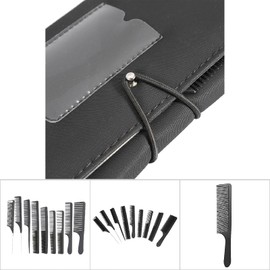 Hair Cutting Comb Hairdressing Comb, Comb, Hair Comb, for Professional Hair (Bag + black comb 9-piece ten-piece set)