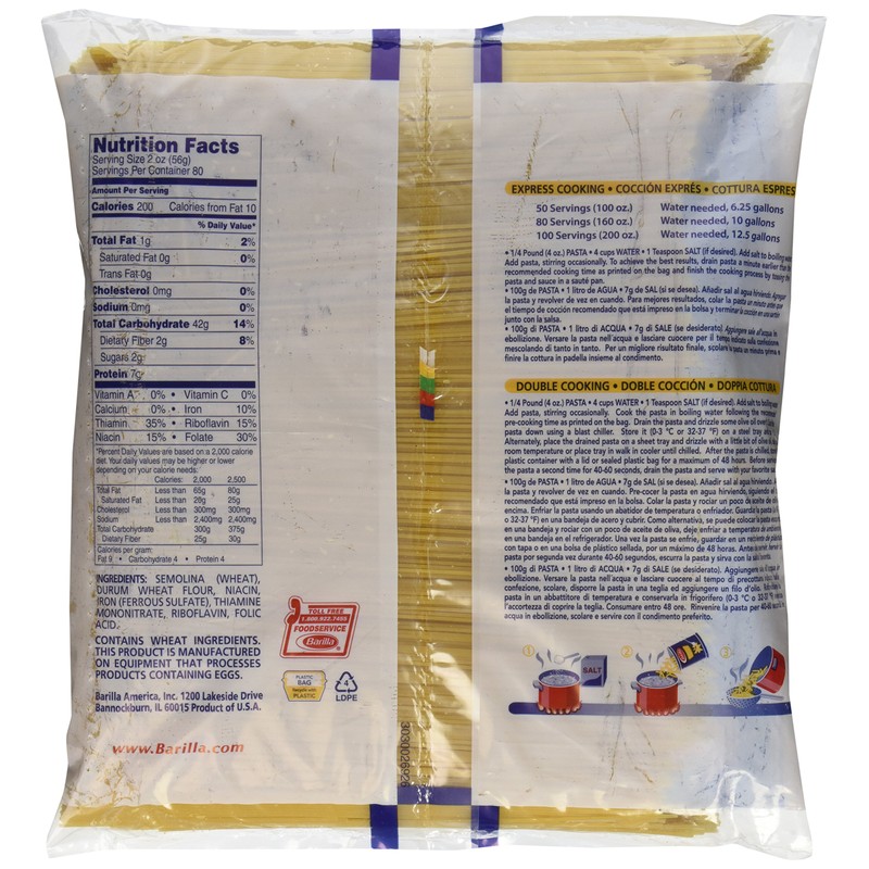 Barilla Spaghetti Pasta, 160 Ounce (1000354005)