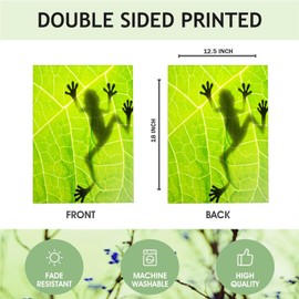 Mugod Reptile Garden Flag 12.5X18 Double Sided, Frog Shadow on The Leaf Home Flags Small Burlap Banner Welcome Yard Flag Outdoor Decor. Lawn Villa