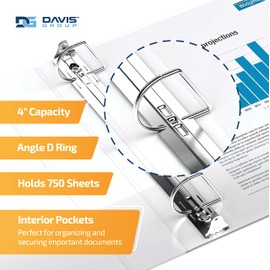 QuickFit Deluxe Heavy Duty File Binder - 4" Binder Capacity - 650 Sheet Capacity - D-Ring Fastener - 2 Internal Pocket(s) - Vinyl - White - Recycled - 1 Each