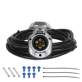 Qiping 7 Pin Trailer Socket 12v Pre-wired 2 M Cable, 7 core trailer cable, 7 Core Towing Hitch Wiring Harness for Caravan, Boat, Truck, Trailer