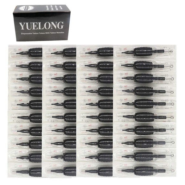 Yuelong 40PCS Needles and Tubes Combo 25mm 7RS Disposable Tube with Needles (1207RS)