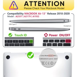 SEYMCY MacBook Air 13 inch Case 2020/2019/2018 Anti-Scratching Protective Hard Shell Cover with Foldable Stand for A2337 M1 A2179 A1932 Tough Case, Black