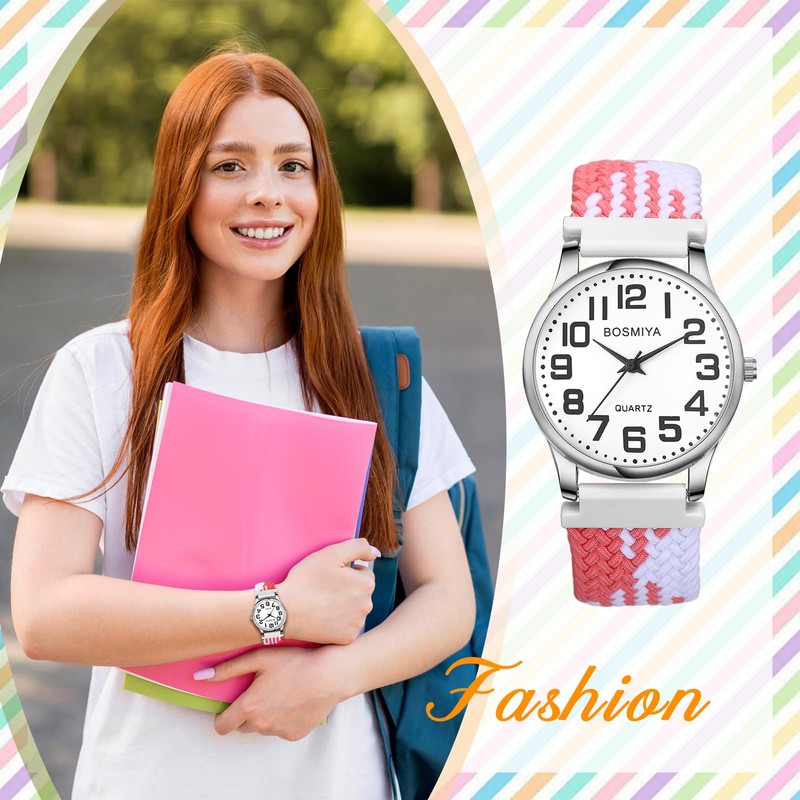 JewelryWe Men Women Elastics Watches: Easy Read Big Dial Analog