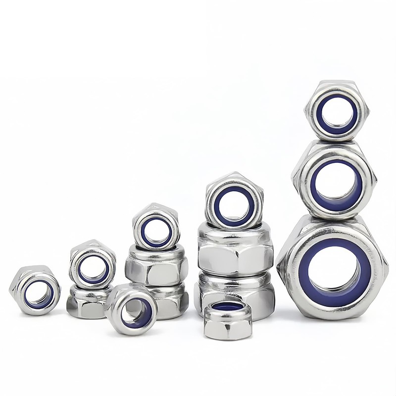 M8-1.25 Nylon Insert Lock Nuts, Stainless Steel 304 (18-8) Lock