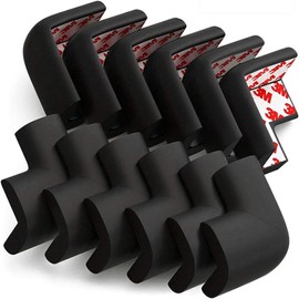 DYKESON Soft Corner Protector - Baby Safety Cushion & Corner Bumpers, Table Edge Protector, Baby Proofing Edge, Corner Guards, 12 Pack, Black
