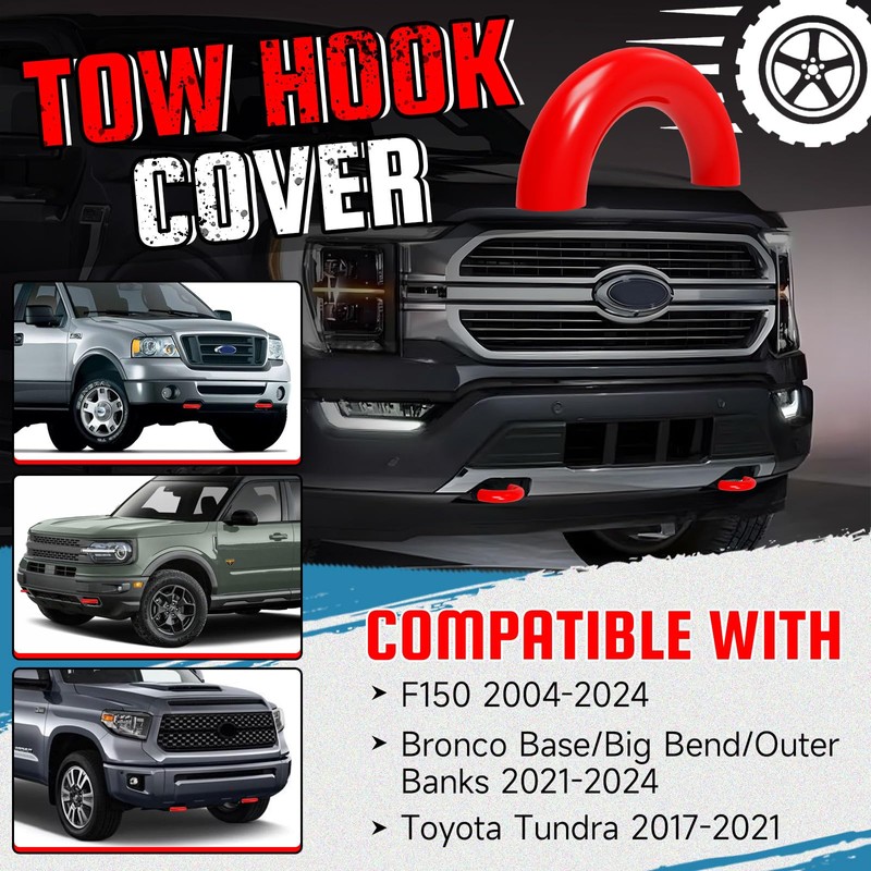 2-Pack Tow Hook Covers for Ford F150 (2004-2025) & Bronco