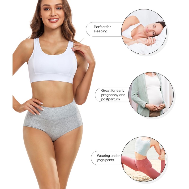 wirarpa Women's Cotton Postpartum Underwear High Waisted Ladies Panties Full