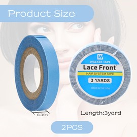 2 Rolls Wig Tape,0.8 CM* 3 Yards Hair Tape,Viscosity Hair Double-Sided Extension Tapes,Blue Wig Support Tape,Invisible Sticky Extension Tapes,Suitable for Men and Women,for Hair Extensions,Lace Wigs.
