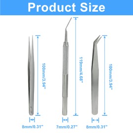 Unlorspy Tick Remover Tool Set for Pets Dogs and Cats- Includes 1Pcs Stainless Steel Tick Removal Fork,1 Pcs Right Angle Tweezer and 1 Pcs Fine Curved Tip Tweezer