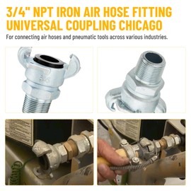 Venussar 6PCS 3/4'' NPT Iron Air Hose Fitting, Universal Coupling Chicago Fitting 3/4'' for Male End