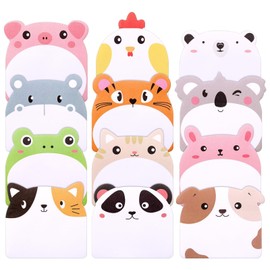 JIANTA 24 Pcs Cute Sticky Notes, Cartoon Sticky Notes 12 Animal Designs, 720 Sheets Kids Sticky Notes for Party Bags, Party Favors