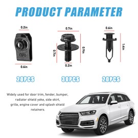 Ohleats 70 PCS Car Engine Under Cover Splash Shield Guard Body Bolts, Auto Bumper Extruded U-Nuts Clips Kit, Fender Liner Push Retainer Fastener Rivet Clips, Car Accessories