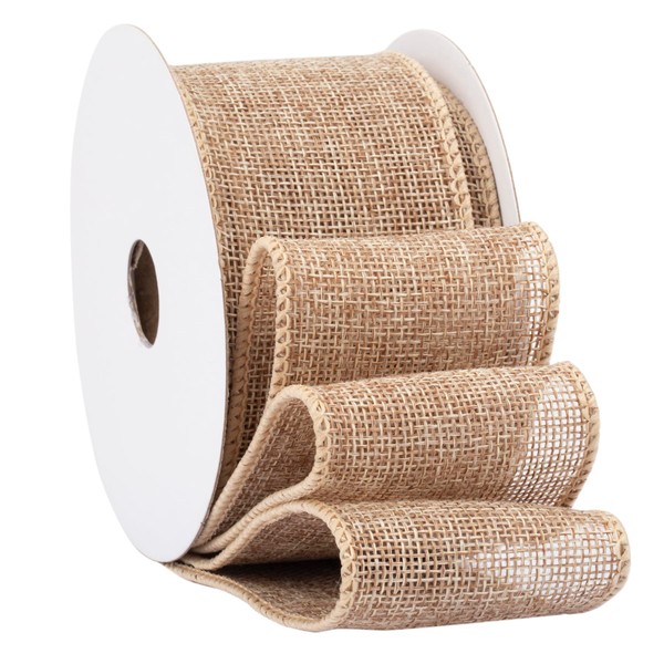 Fondersy 10-Yard Natural Burlap Ribbon Wired Burlap Ribbon - 2