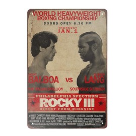 Letrero de pared de estilo vintage para el campeonato de boxeo pesado del mundo superduradero con diseño de campeonato de boxeo rocoso, estilo vintage, bar, cueva de hombre, café, garaje, hogar, decoración de pared, 20 x 30 cm