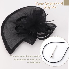 DRESHOW Fascinator Hats Tea Party Hat Vintage Pillbox Hat Headband Cocktail Headwear for Girls and Women