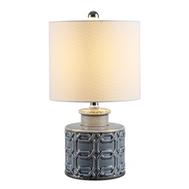 SAFAVIEH Lighting Collection – Bijou Blue Ceramic Table Lamp, Modern Contemporary Knot & Coin Design, LED Bulb Included (TBL4267A)