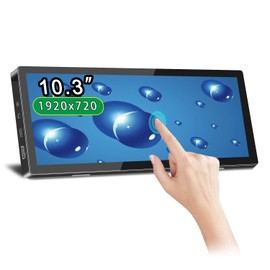 Portable Monitor 10.3-inch Touchscreen 1920 * 720 Long Bar Monitor, IPS Full Lamination Panel, Built-in Dual Speakers, HDMI Type-C Port, Suitable for Mac,laptops,PC,Switch, Phone