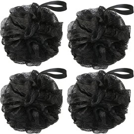Esponjas para Baño Suave, 4 Piezas Estropajo para Cuerpo, Lufa de Baño Corporal Adecuado para Hombres y Mujeres Bañarse y Ducha - Limpieza Profunda Esponjas Exfoliante, Bath Sponge(Negro)