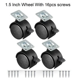 Multibao 4xPcs 1.5 Inch Castor Wheel Swivel Caster Plate Mounted for Furniture Trolley