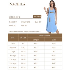 NACHILA Camisones para mujer, viscosa hecha de bambú, camisón, sin mangas, cuello en V, para dormir, ropa de dormir suave, B-Azul marino, XL