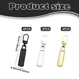 12 Pcs Metal Zipper Pull Replacements,Durable Zipper Pullers for Repairing Clothes, Bags, Backpacks, and Luggage