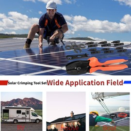 QeeHeng Solar Crimping Pliers Solar Connectors Kit, with 10 Pairs Solar Plugs + 2 Wrenches, Crimping Tools for 2.5/4/6mm² (14/12/10AWG) Solar Panel PV Cable