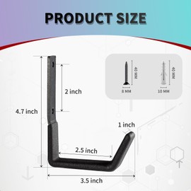 SINCHEEWAY Heavy Duty Steel Garage Hooks, Garage Storage Utility Hooks, Heavy Duty Garage Garden Tool Organizer, Steel Wall Mount Hooks, Garden Hose Hanger, Steel Garden U Hooks (4, Small)