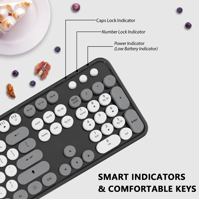 Wireless Keyboard and Mouse, KOOTOP Cute Keyboard and Mouse, 2.4G