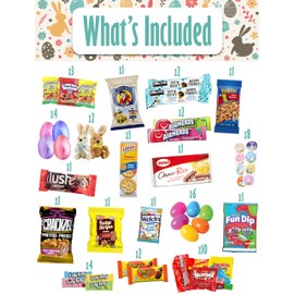 Easter Care Package Blue Box (52 Count) Filled with Candy Chocolates Snacks Cookies and More Easter Gifts for Kids Girls Boys College Students