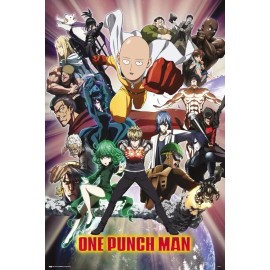 One Punch Man Group Anime Poster 24x36 inches.