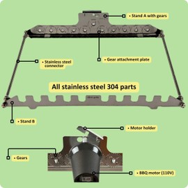 𝗦𝗽𝗶𝗻 𝗚𝗿𝗶𝗹𝗹 Add-On for Charcoal 𝗞𝗮𝗯𝗼𝗯 𝗚𝗿𝗶𝗹𝗹 – Automatic 10-Skewer Rotating System with BBQ Motor
