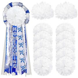 THAWAY 12 Pcs Homecoming Mum Flowers - 6.7" Silk Homecoming Mum Supplies, White Artificial Silk Flowers Fake Chrysanthemums DIY Crafts for Corsages, Back to School Spirit Week, Party Decorations