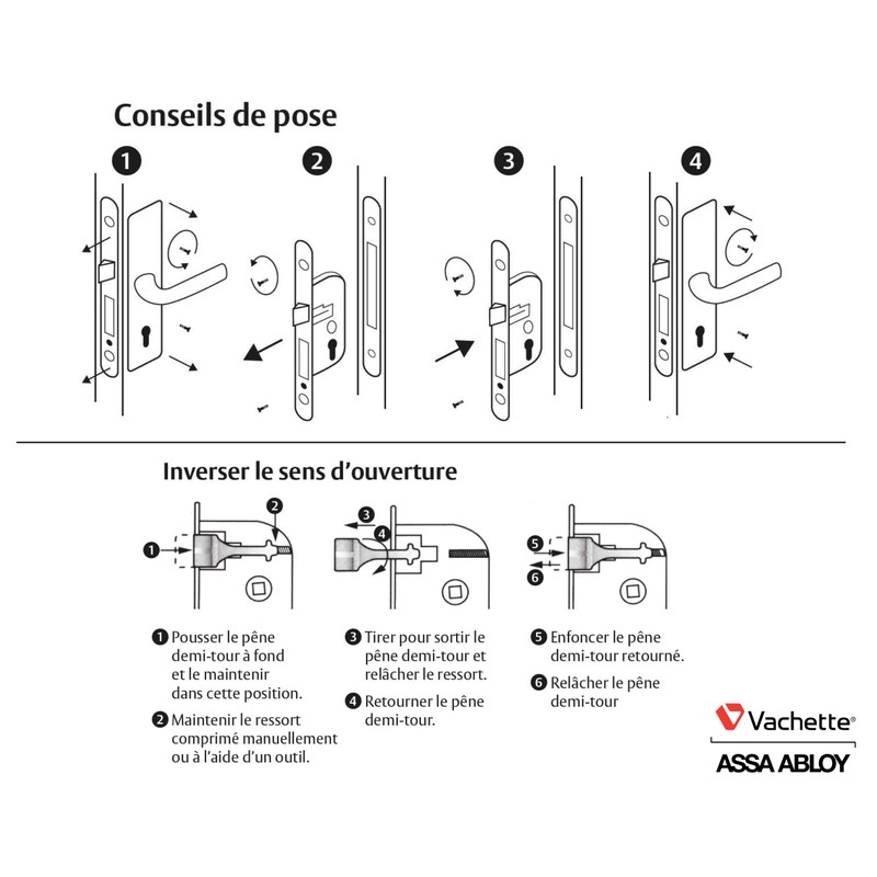 Vachette Aube D25R-A40/N/SC Vachette Lock, Black
