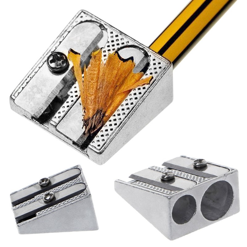 Wanfor Sharpener, Metal Bevelled Double Hole Pencil Sharpener School Office