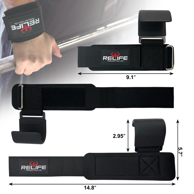 RELIFE REBUILD YOUR LIFE Lifting Hooks for Men and Women(Pair),