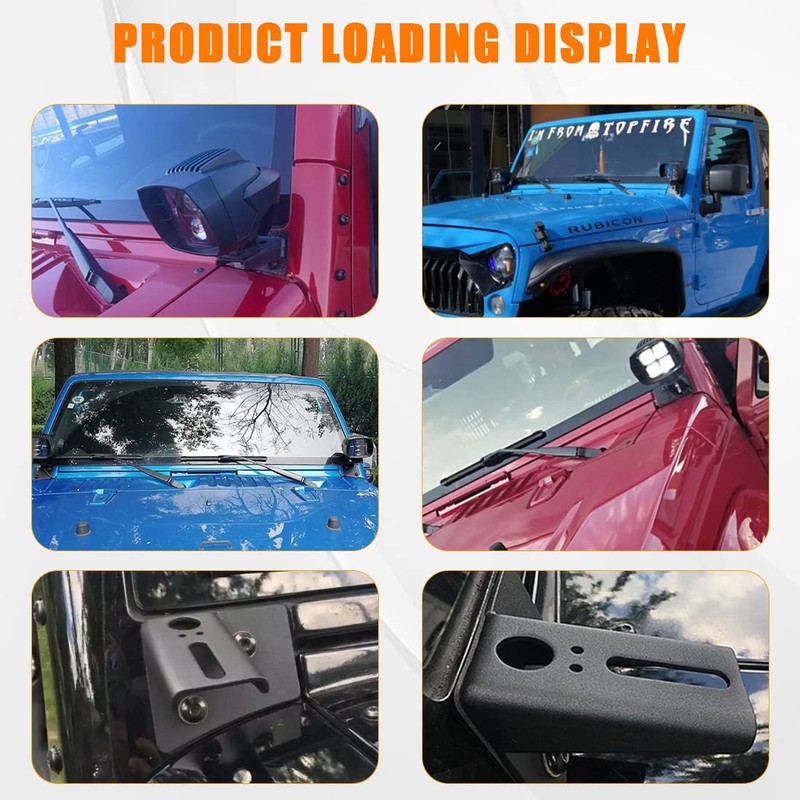 A-Pillar Lower Corner Windshield Hinge Work Light Auxiliary Mounting Brackets