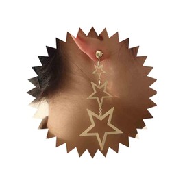 Aneneiceera Boho Hollow Star Earrings, Gold Triple Star Earrings, Long Star Earrings, Punk Stud Earrings with Exaggerated Star, Jewelry for Women and Girls (Gold), Alloy Steel Silver