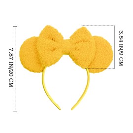 Batsysm Wool Mouse Ear Headband, Fluffy Hair Bow Hairband, Festival Party Decoration Fashion Headwear for Women Girls